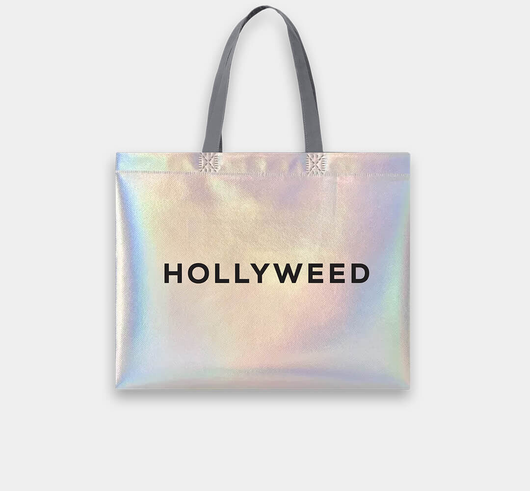 hollyweed logo holographic tote bag 1