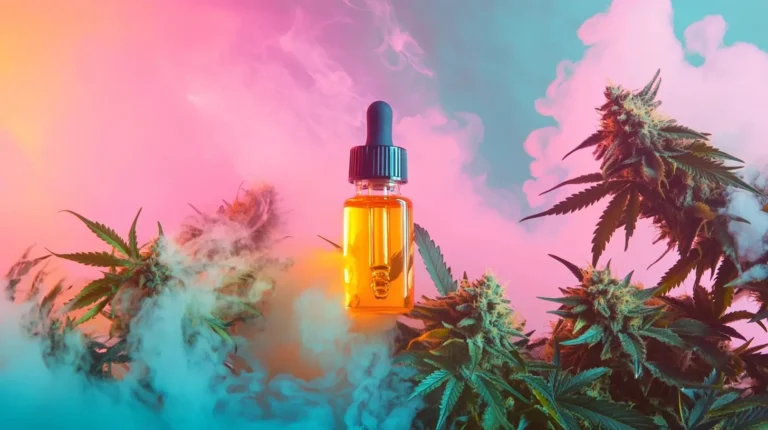 cbd products with yellow background