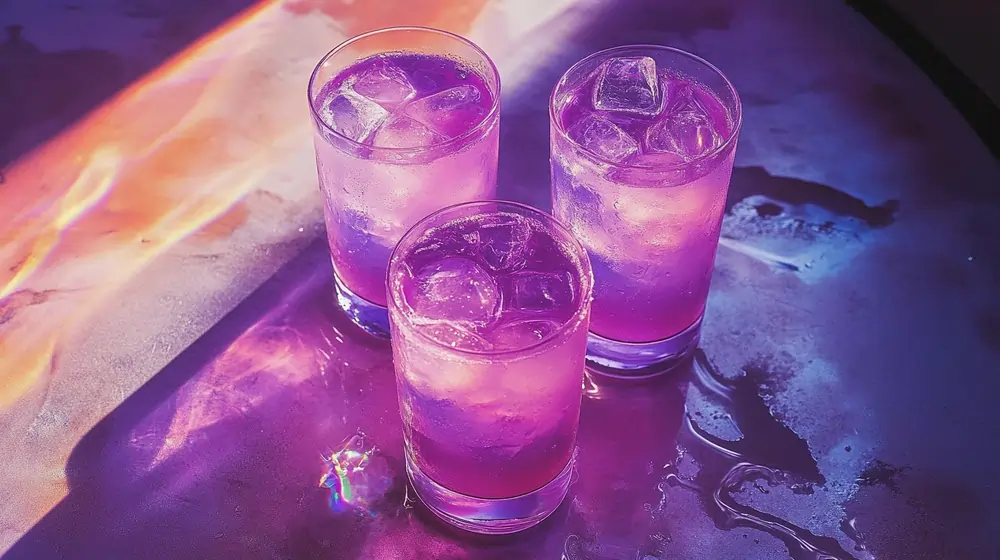 thc seltzer grape weed drinks on table